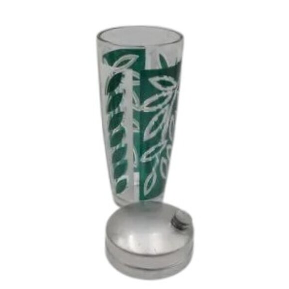 Mid Century Bar Shaker Leaf Design Green White Drinkware Barware - Picture 7 of 9